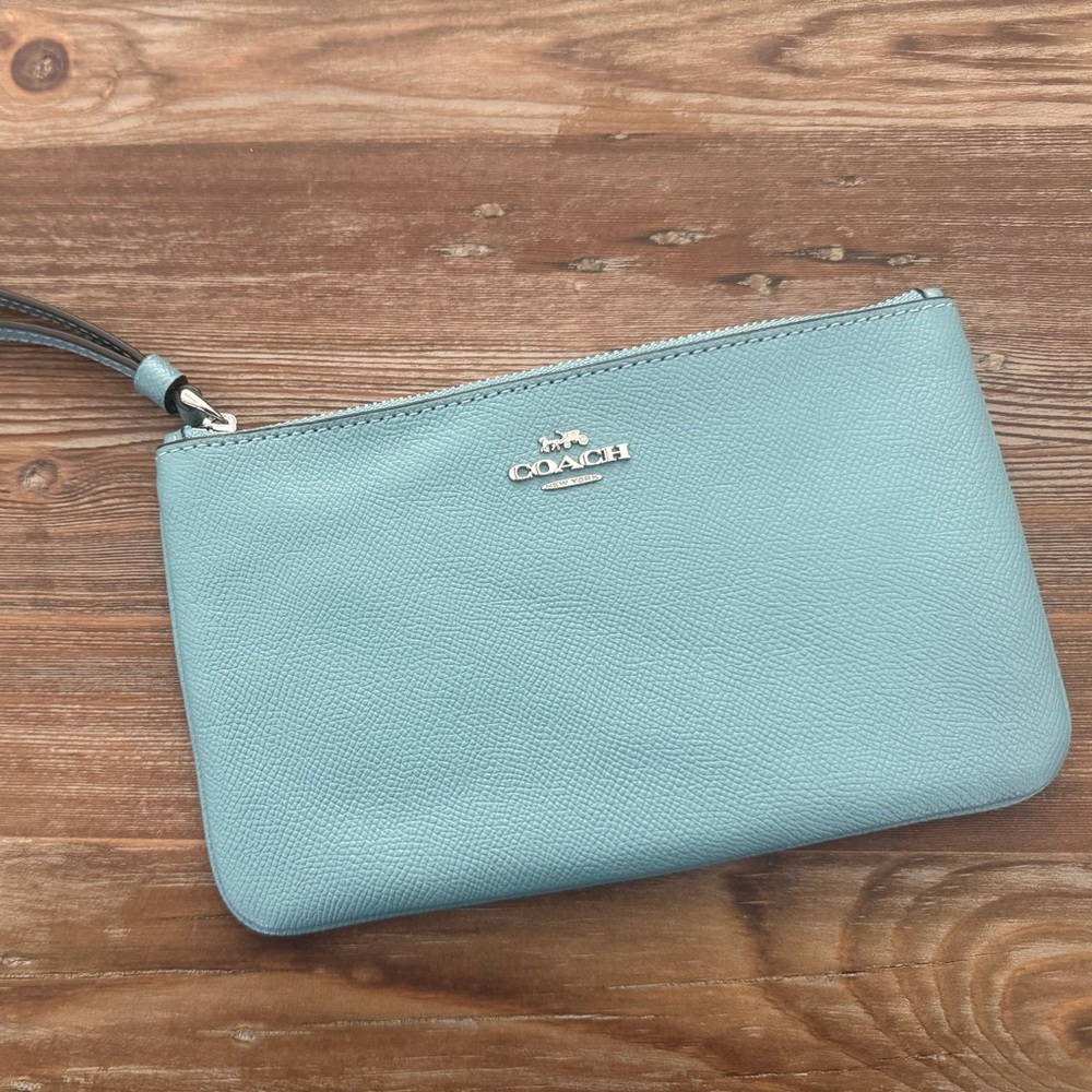 Coach Blue Leather Wristlet